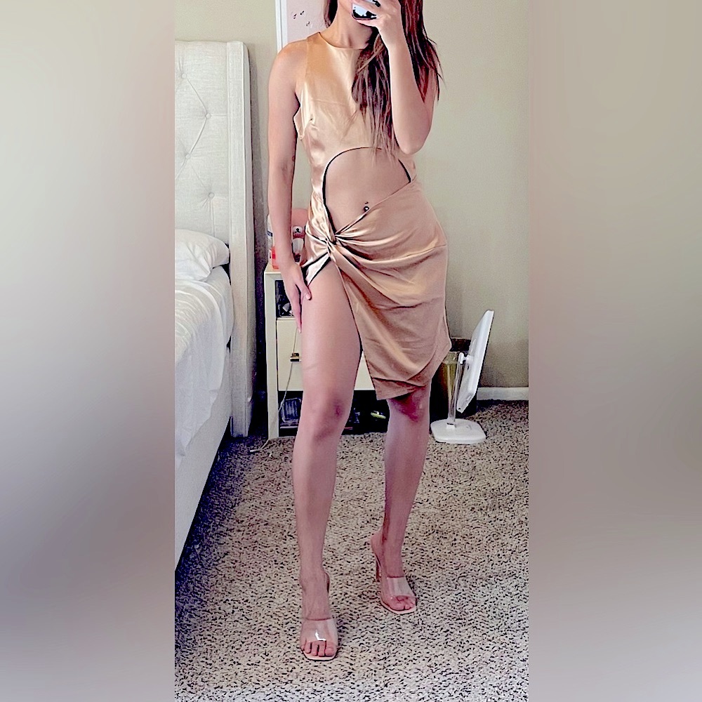 Taupe Cut Out Split Bodycon from Boohoo